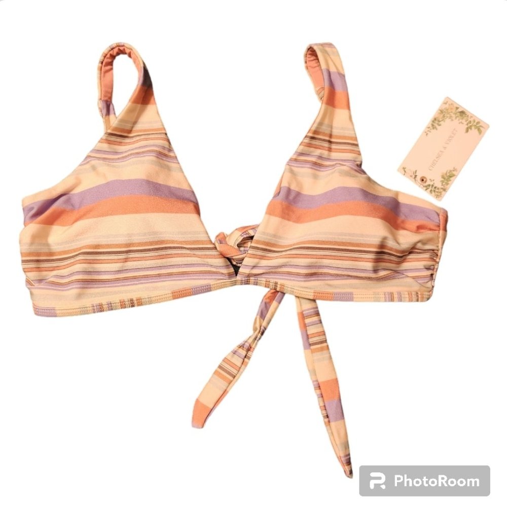 Chelsea & Violet Striped Bikini Top - NWT